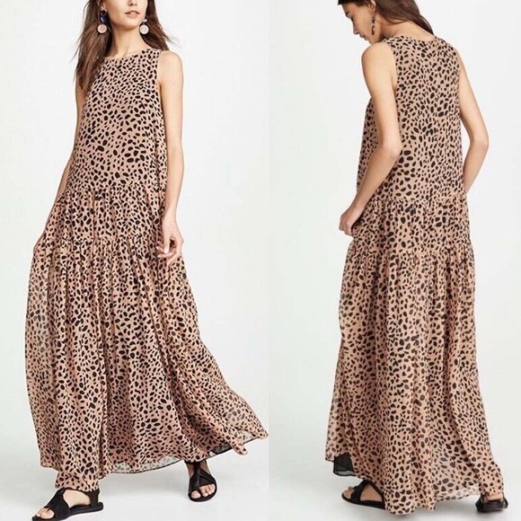 Fame and Partners Dresses & Skirts - Fame and Partners Leopard Print Gathered Maxi Dress Size 4